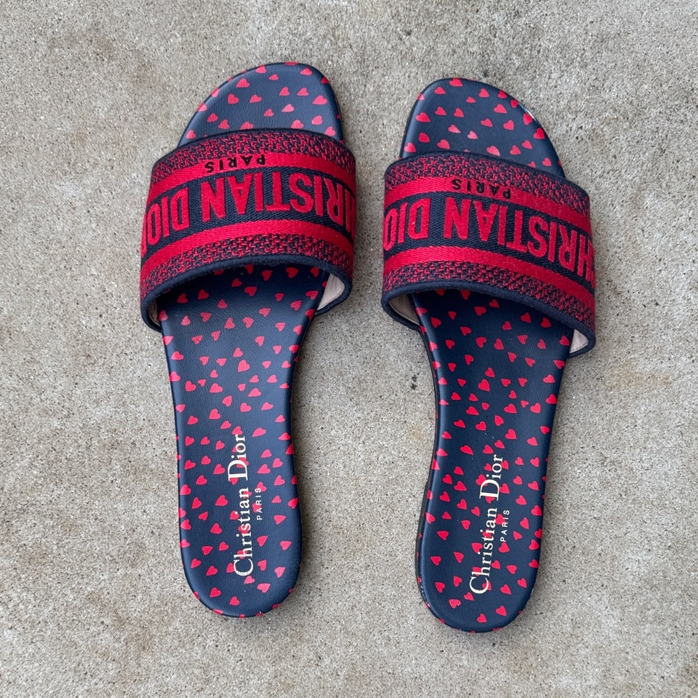 Christian Dior Red and Black Slides